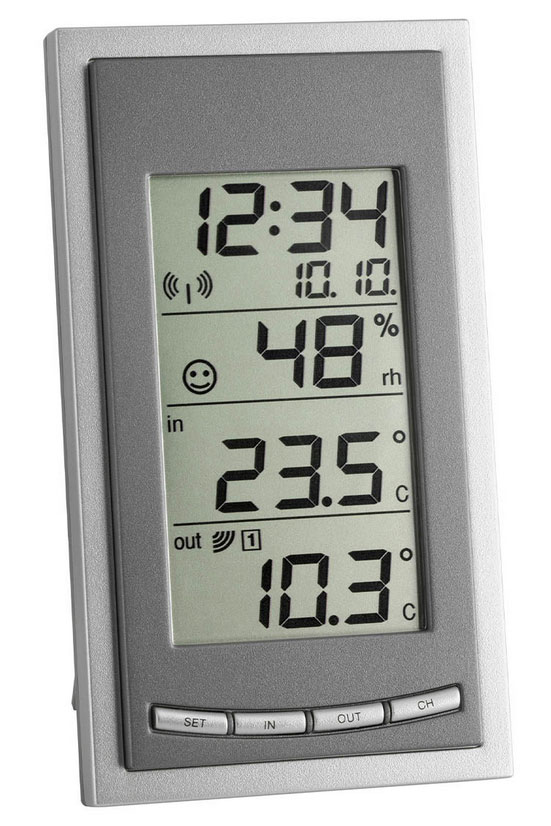 Digitales Funkthermometer - Außenthermometer, Raumklima und Funkuhr